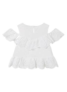 Blusa Mayoral Punto Perforado Blanco para Niña