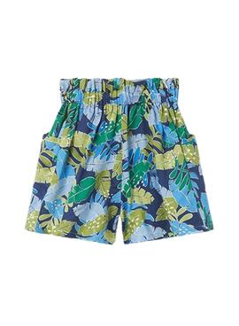 Short Mayoral Estampado Hojas Azul para Niña