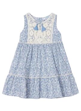 Vestido Mayoral Pecherin Crochet Azul para Niña