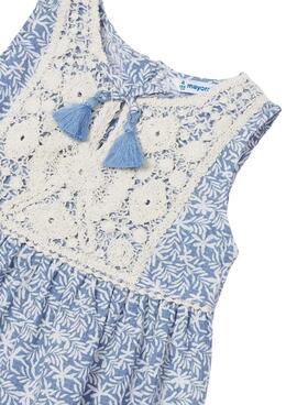 Vestido Mayoral Pecherin Crochet Azul para Niña