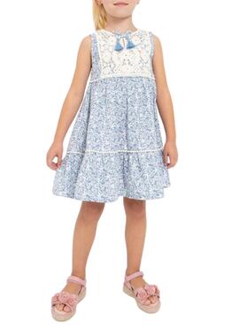 Vestido Mayoral Pecherin Crochet Azul para Niña