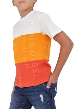 Camiseta Mayoral Blocking Naranja para Niño