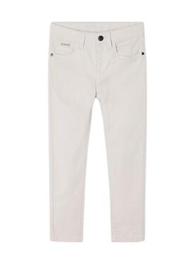 Pantalón Mayoral Sarga Slim Fit Blanco para Niño