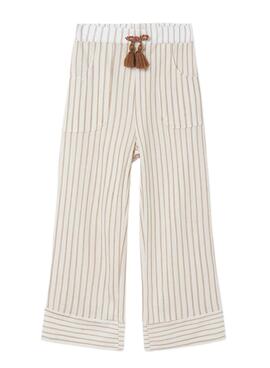 Pantalón Mayoral Cropped Rayas Beige para Niña