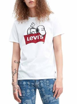 Camiseta Levis Setin Peanuts Snoopy Blanco Hombre