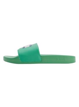 Chanclas Tommy Jeans Flag Print Pool Verde Mujer