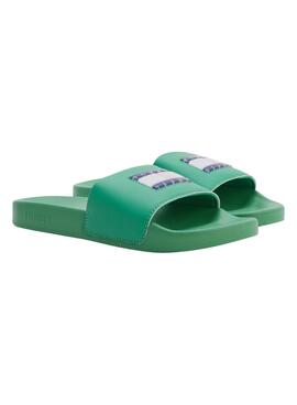 Chanclas Tommy Jeans Flag Print Pool Verde Mujer