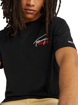 Camiseta Tommy Jeans Signature Negro para Hombre