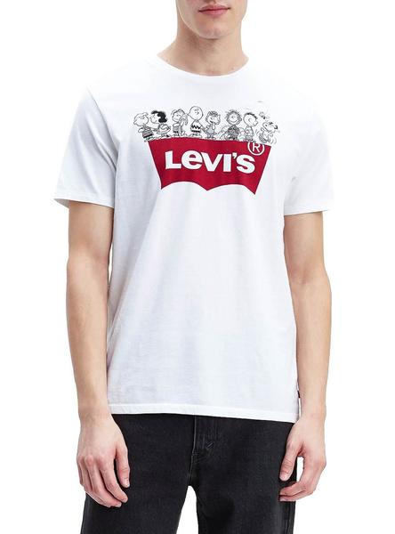 Buscar fácil de lastimarse Ataque de nervios Camiseta Levis Peanuts Snoopy Gang Blanco Hombre