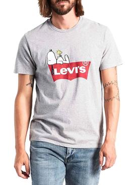 Camiseta Levis Snoopy Peanuts T3 Gris Hombre