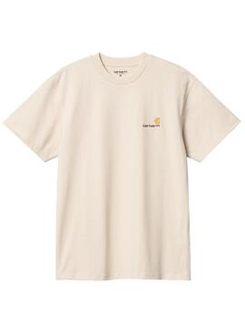 Camiseta Carhartt American Script Beige Hombre