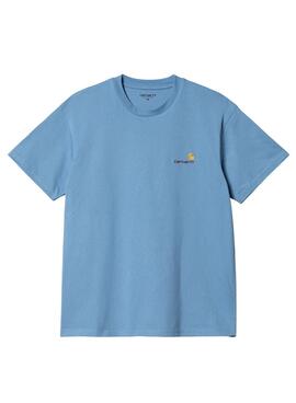 Camiseta Carhartt American Script Azul Hombre