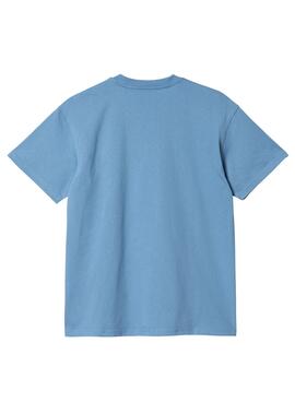 Camiseta Carhartt American Script Azul Hombre