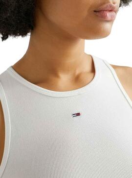 Camiseta Tommy Jeans Rib Tank Blanco para Mujer