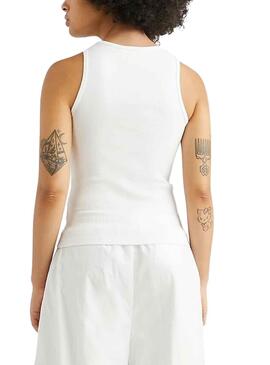 Camiseta Tommy Jeans Rib Tank Blanco para Mujer