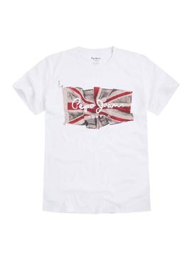 Camiseta Pepe Jeans Flag Logo Blanco Hombre