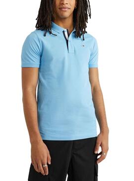 Polo Tommy Jeans Slim Placket Azul para Hombre