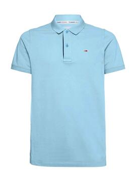 Polo Tommy Jeans Slim Placket Azul para Hombre