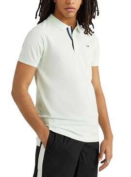 Polo Tommy Jeans Slim Placket Menta para Hombre