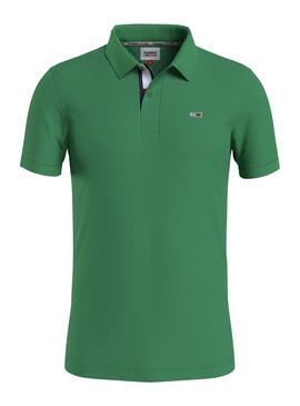 Polo Tommy Jeans Slim Placket Verde para Hombre