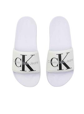 Chanclas Calvin Klein Monogram Blanco para Hombre