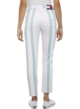 Pantalon Vaquero Tommy Jeans Stripe Blanco Mujer