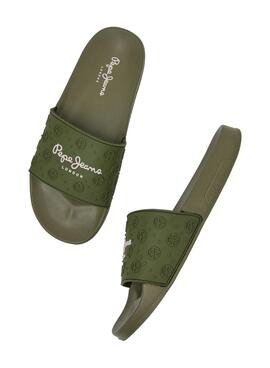 Chanclas Pepe Jeans Slider Plain Verde para Mujer