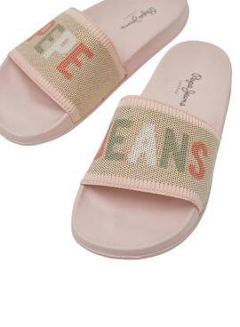 Chanclas Pepe Jeans Slider Knit Rosa para Mujer