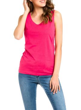 Camiseta Naf Naf Básica Rosa Mujer