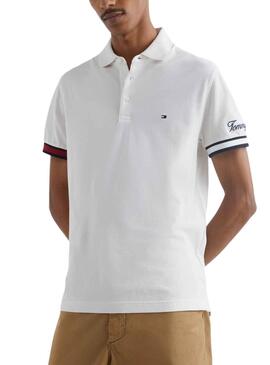 Polo Tommy Hilfiger Flag Cuff Blanco para Hombre