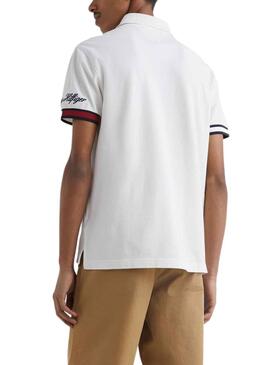 Polo Tommy Hilfiger Flag Cuff Blanco para Hombre
