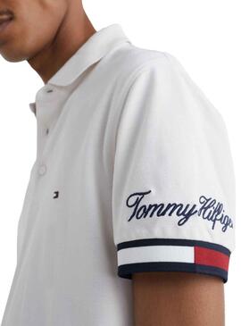 Polo Tommy Hilfiger Flag Cuff Blanco para Hombre