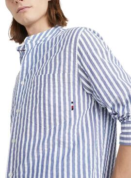 Camisa Tommy Hilfiger Oxford Stripe Azul Hombre