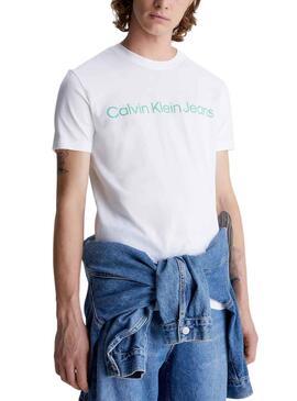 Camiseta Calvin Klein Logo Slim Blanco para Hombre 