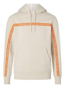 Sudadera Calvin Klein Logo Tape Beige para Hombre