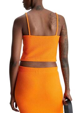 Top Calvin Klein Slub Rib Naranja para Mujer
