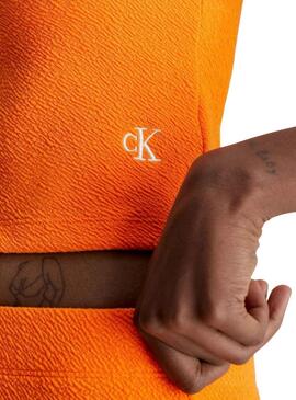 Top Calvin Klein Slub Rib Naranja para Mujer