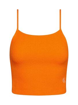 Top Calvin Klein Slub Rib Naranja para Mujer