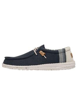 Zapatos Hey Dude Wally Linen Marino Hombre