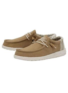 Zapatos Hey Dude Wally Linen Camel para Hombre