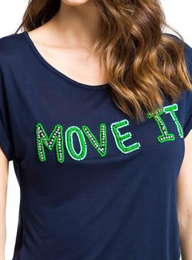 Camiseta Naf Naf  Move Marino Mujer