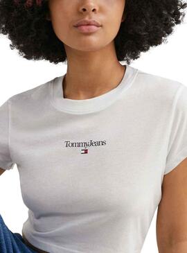 Camiseta Tommy Jeans Logo SS Blanco para Mujer
