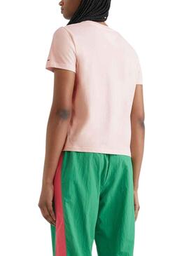 Camiseta Tommy Jeans Serif Rosa para Mujer