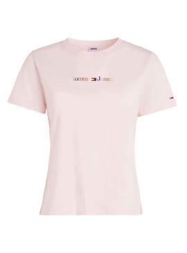 Camiseta Tommy Jeans Serif Rosa para Mujer