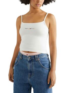 Top Tommy Jeans Linear Blanco para Mujer