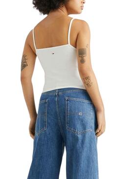 Top Tommy Jeans Linear Blanco para Mujer
