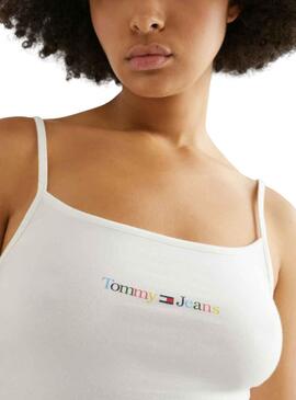 Top Tommy Jeans Linear Blanco para Mujer