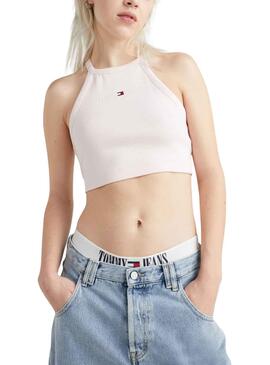 Top Tommy Jeans Tonal Rosa para Mujer