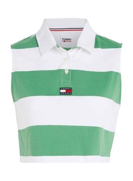 Polo Tommy Jeans Stripe verde para mujer 