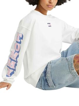 Sudadera Tommy Jeans Badge Blanco para Mujer